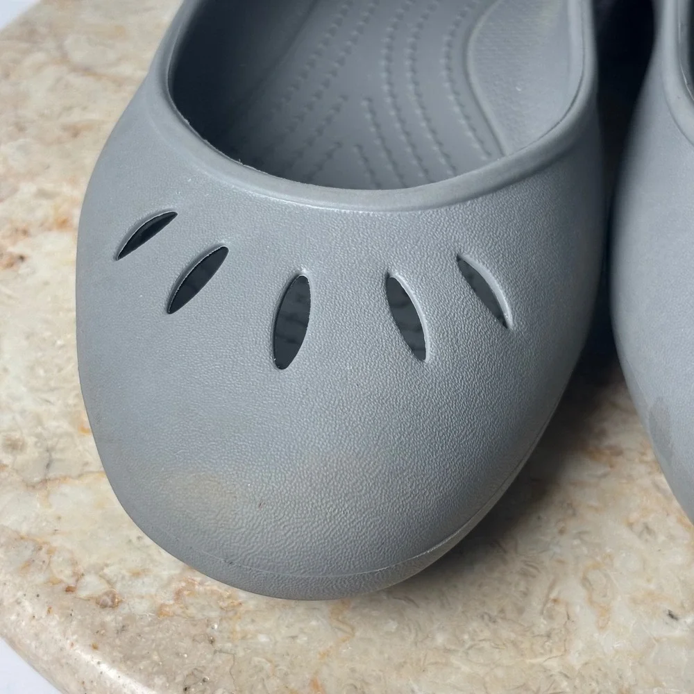 Crocs Sienna Flat W9 Gray Cut Out Slip On Comfort Shoes